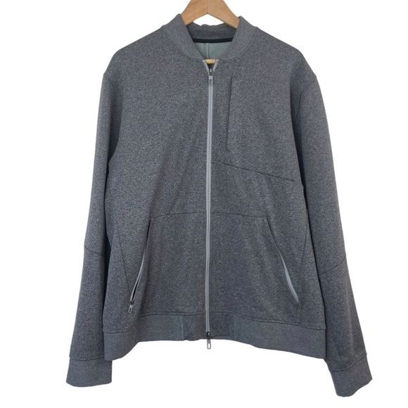Lululemon Men’s City Sweat Bomber Thermo Heathered Light Cast Grey Jacket size L - Picture 5 of 8